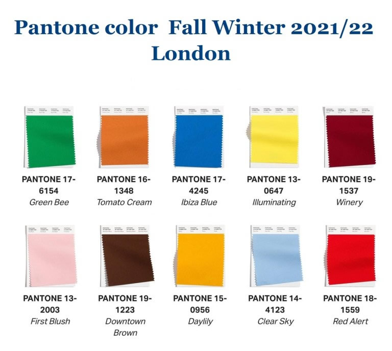 Pantone fashion color trends for autumn/winter 2021/2022